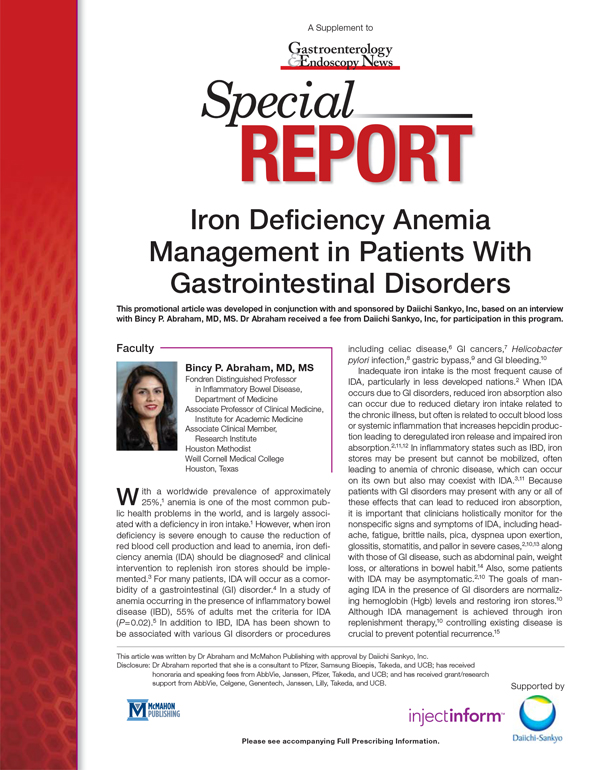 Iron Deficiency Anemia Management in Patients With Gastrointestinal